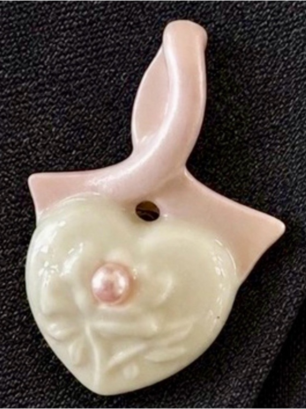 LENOX Pink and White Heart Ribbon Pin Pendant